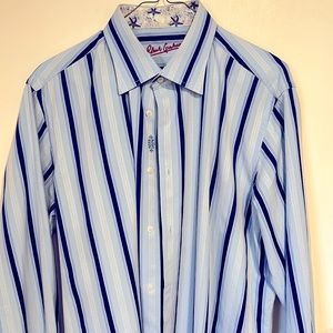 Robert Graham, Blue Striped Shirt, Size L